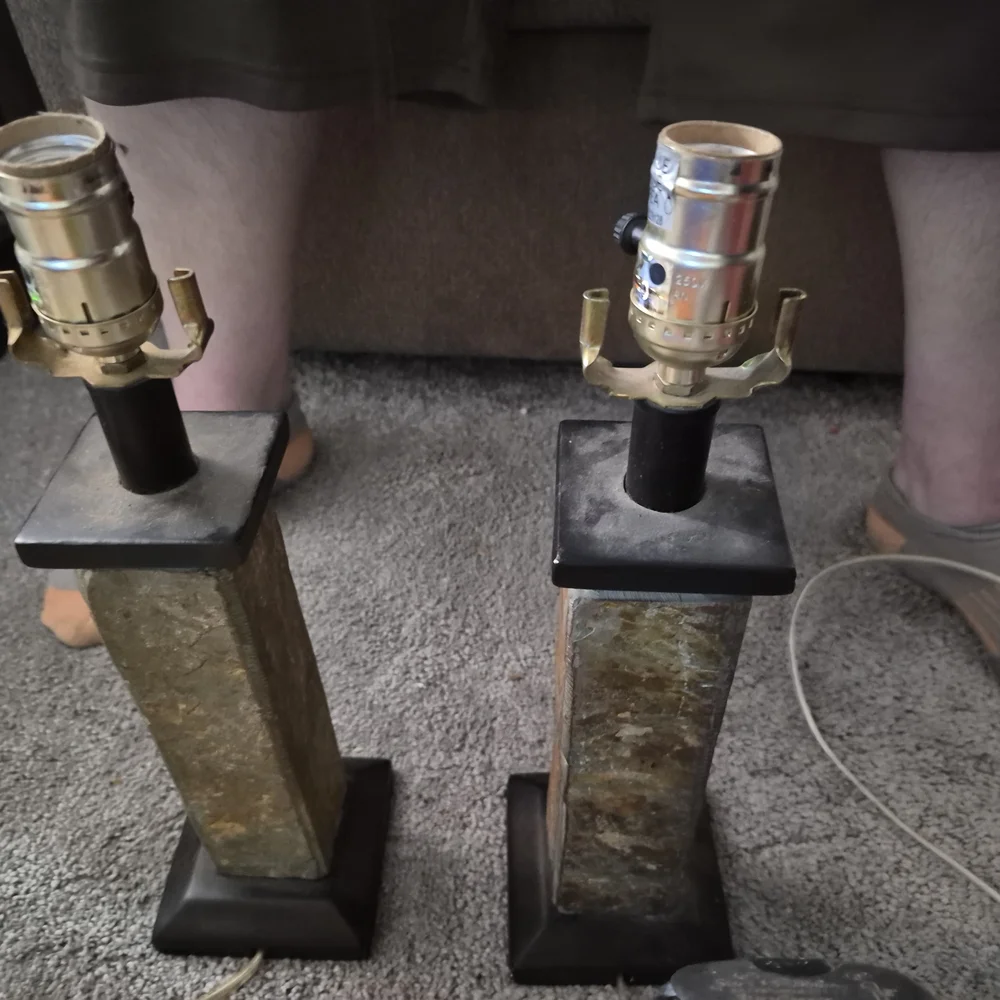 Stone and Black Table Lamps